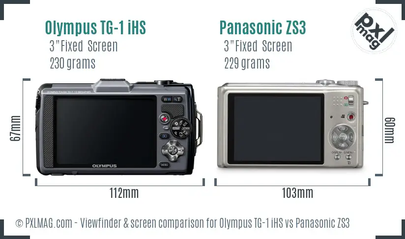 Olympus TG-1 iHS vs Panasonic ZS3 Screen and Viewfinder comparison