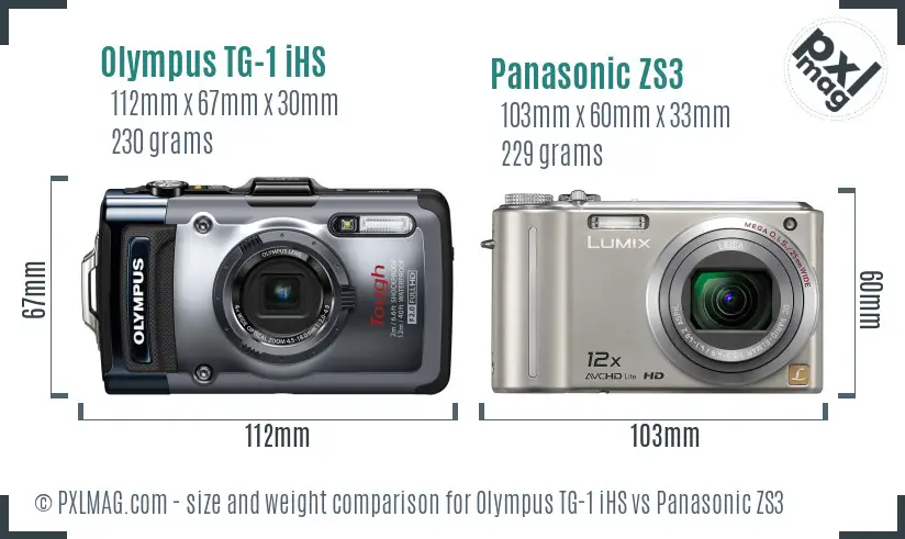 Olympus TG-1 iHS vs Panasonic ZS3 size comparison