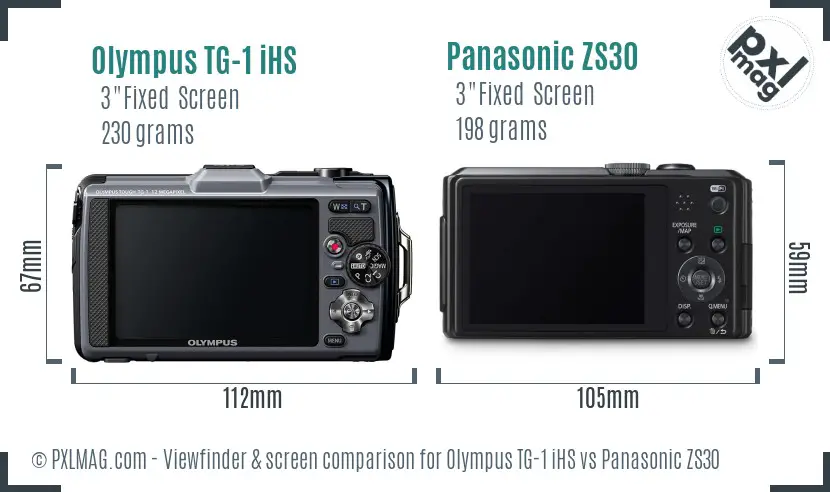 Olympus TG-1 iHS vs Panasonic ZS30 Screen and Viewfinder comparison