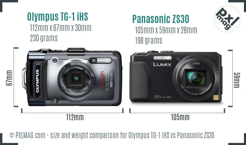 Olympus TG-1 iHS vs Panasonic ZS30 size comparison