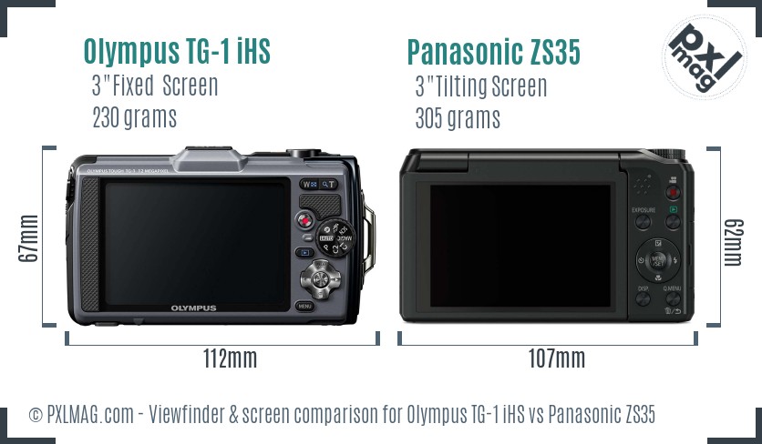 Olympus TG-1 iHS vs Panasonic ZS35 Screen and Viewfinder comparison