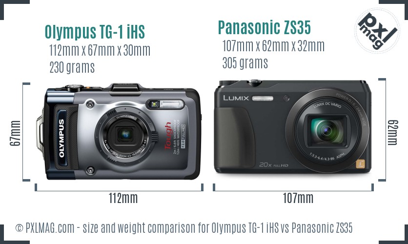 Olympus TG-1 iHS vs Panasonic ZS35 size comparison