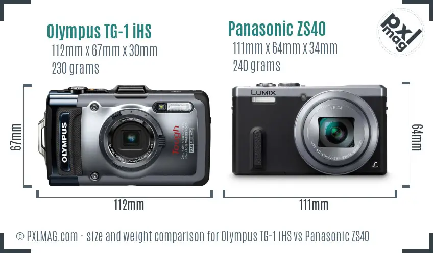 Olympus TG-1 iHS vs Panasonic ZS40 size comparison