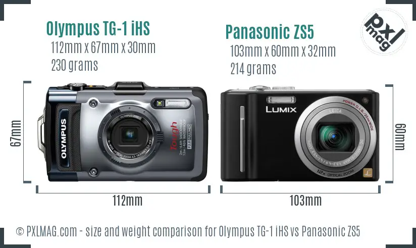 Olympus TG-1 iHS vs Panasonic ZS5 size comparison