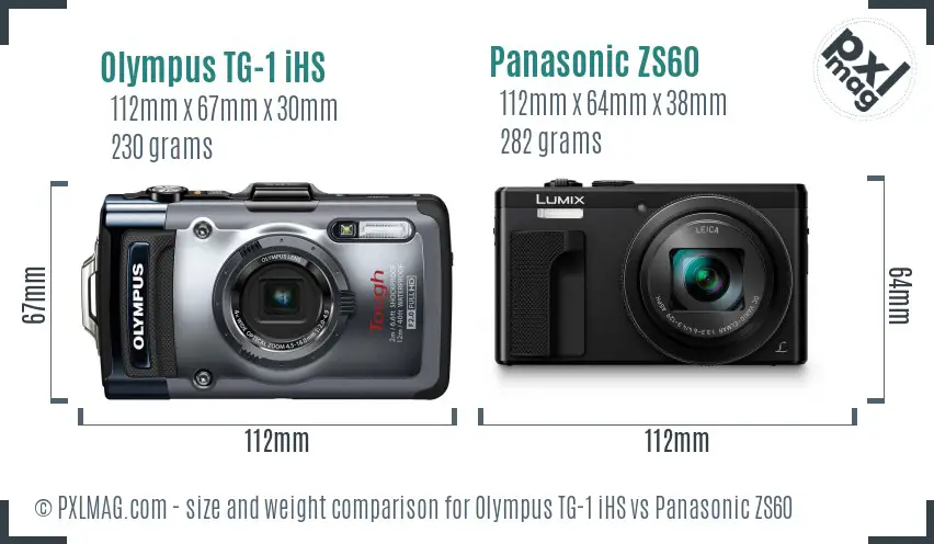 Olympus TG-1 iHS vs Panasonic ZS60 size comparison