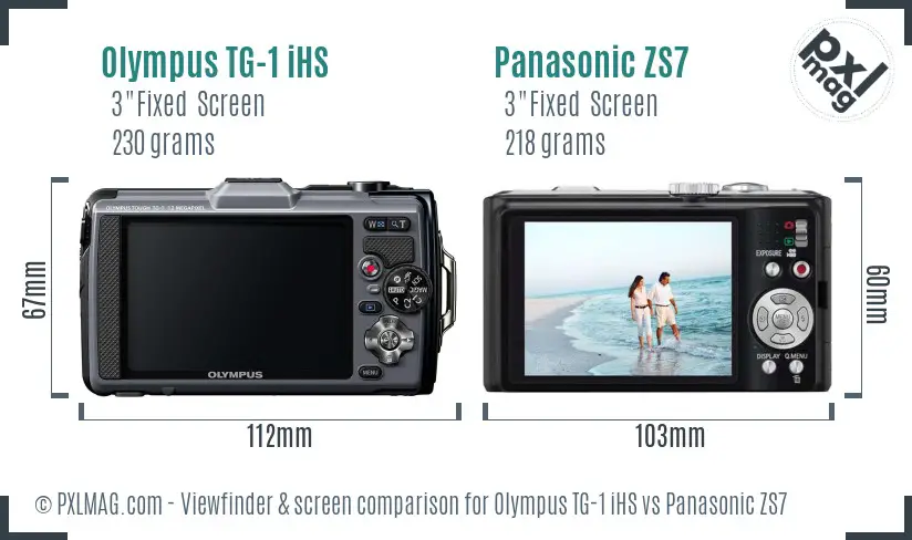 Olympus TG-1 iHS vs Panasonic ZS7 Screen and Viewfinder comparison