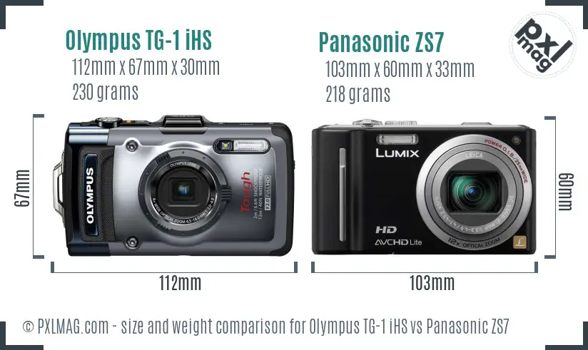 Olympus TG-1 iHS vs Panasonic ZS7 size comparison