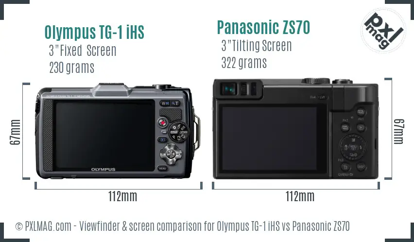 Olympus TG-1 iHS vs Panasonic ZS70 Screen and Viewfinder comparison