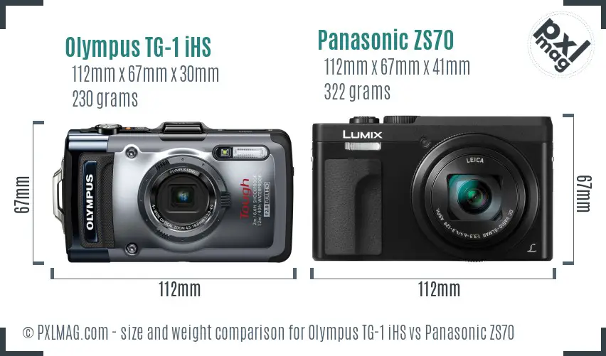 Olympus TG-1 iHS vs Panasonic ZS70 size comparison