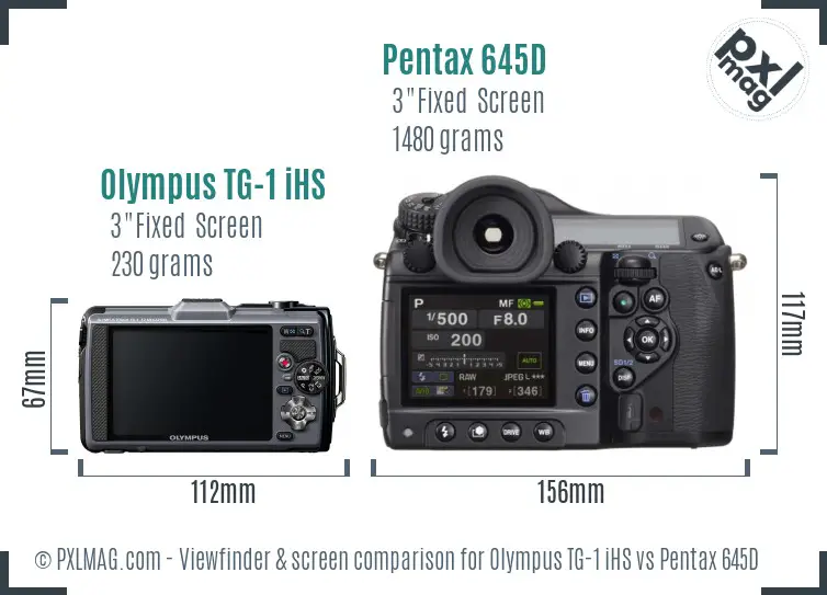 Olympus TG-1 iHS vs Pentax 645D Screen and Viewfinder comparison