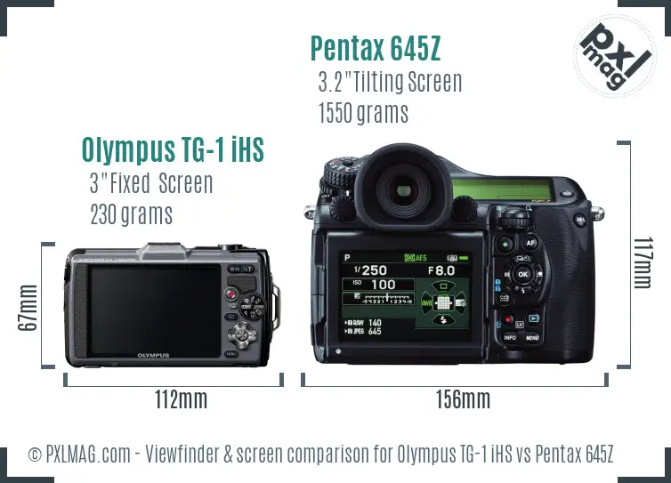 Olympus TG-1 iHS vs Pentax 645Z Screen and Viewfinder comparison