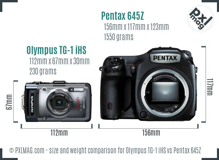 Olympus TG-1 iHS vs Pentax 645Z size comparison