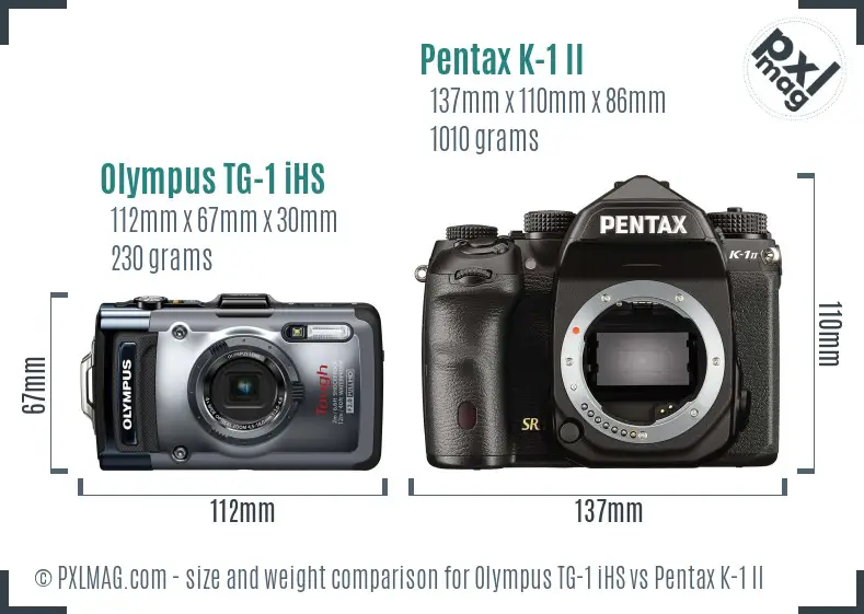 Olympus TG-1 iHS vs Pentax K-1 II size comparison