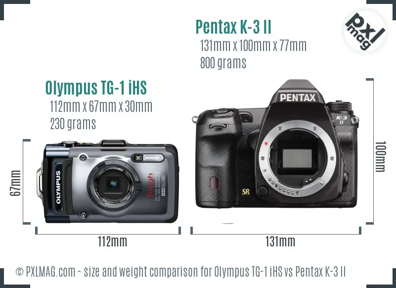 Olympus TG-1 iHS vs Pentax K-3 II size comparison