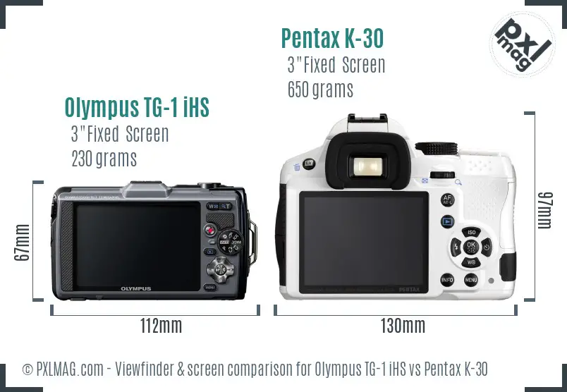 Olympus TG-1 iHS vs Pentax K-30 Screen and Viewfinder comparison