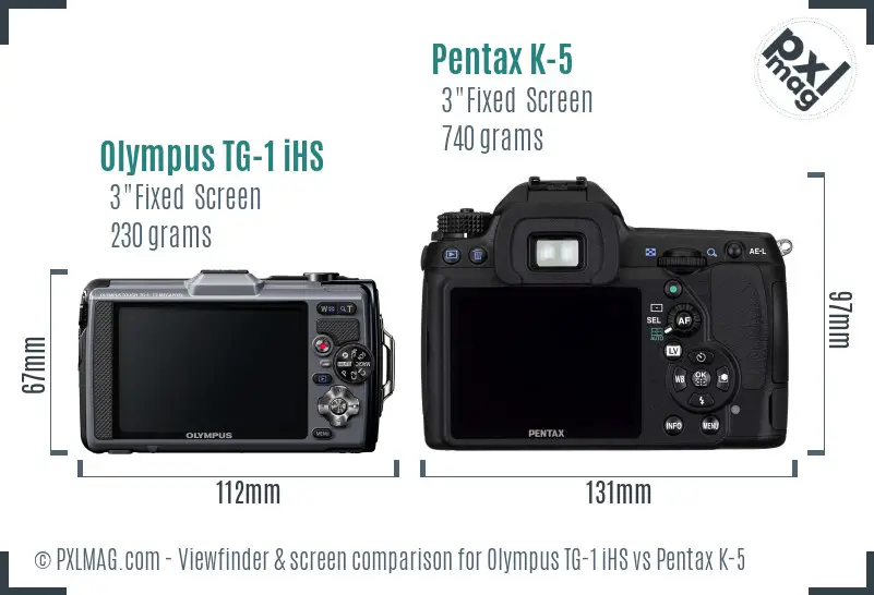 Olympus TG-1 iHS vs Pentax K-5 Screen and Viewfinder comparison