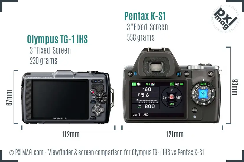 Olympus TG-1 iHS vs Pentax K-S1 Screen and Viewfinder comparison