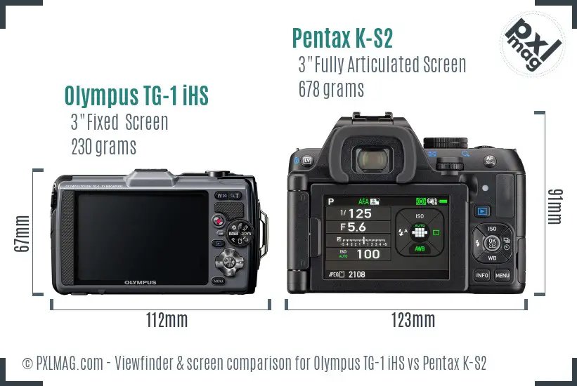 Olympus TG-1 iHS vs Pentax K-S2 Screen and Viewfinder comparison