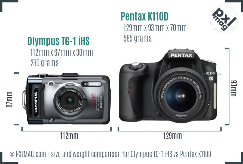 Olympus TG-1 iHS vs Pentax K110D size comparison Olympus TG-1 iHS vs Pentax K110D size comparison
