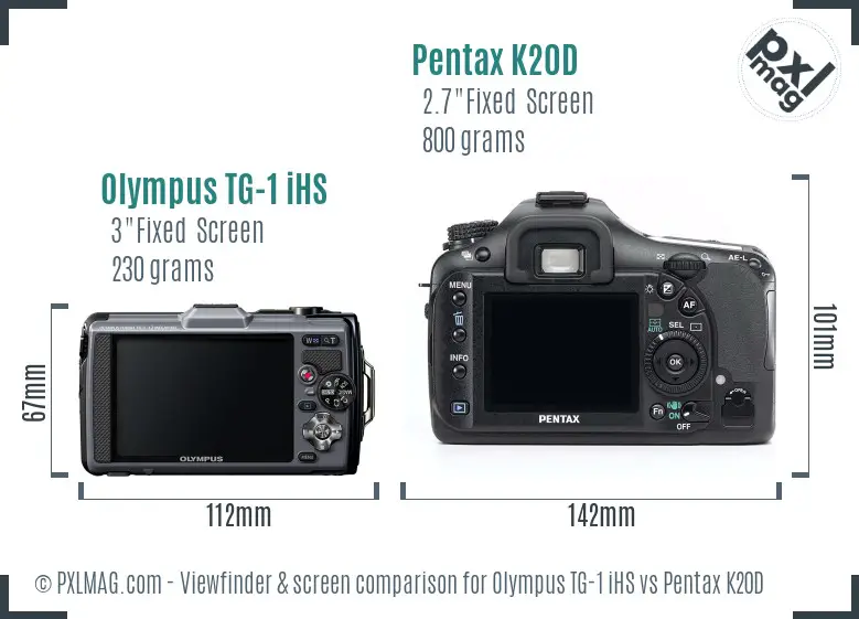 Olympus TG-1 iHS vs Pentax K20D Screen and Viewfinder comparison