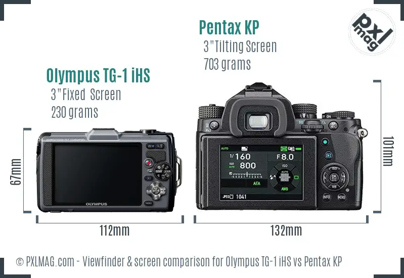 Olympus TG-1 iHS vs Pentax KP Screen and Viewfinder comparison