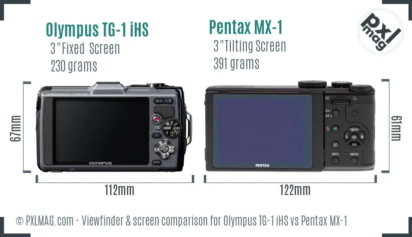 Olympus TG-1 iHS vs Pentax MX-1 Screen and Viewfinder comparison