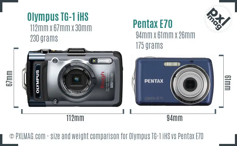Olympus TG-1 iHS vs Pentax E70 size comparison Olympus TG-1 iHS vs Pentax E70 size comparison