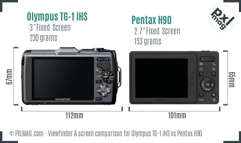 Olympus TG-1 iHS vs Pentax H90 Screen and Viewfinder comparison
