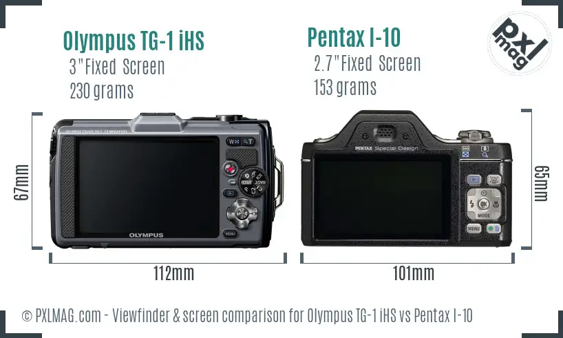 Olympus TG-1 iHS vs Pentax I-10 Screen and Viewfinder comparison