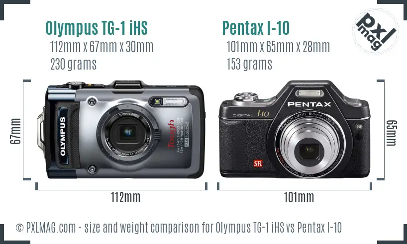 Olympus TG-1 iHS vs Pentax I-10 size comparison