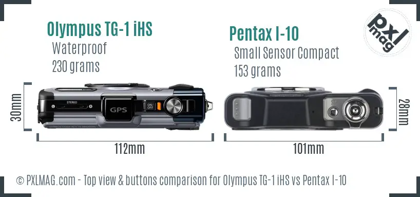Olympus TG-1 iHS vs Pentax I-10 top view buttons comparison