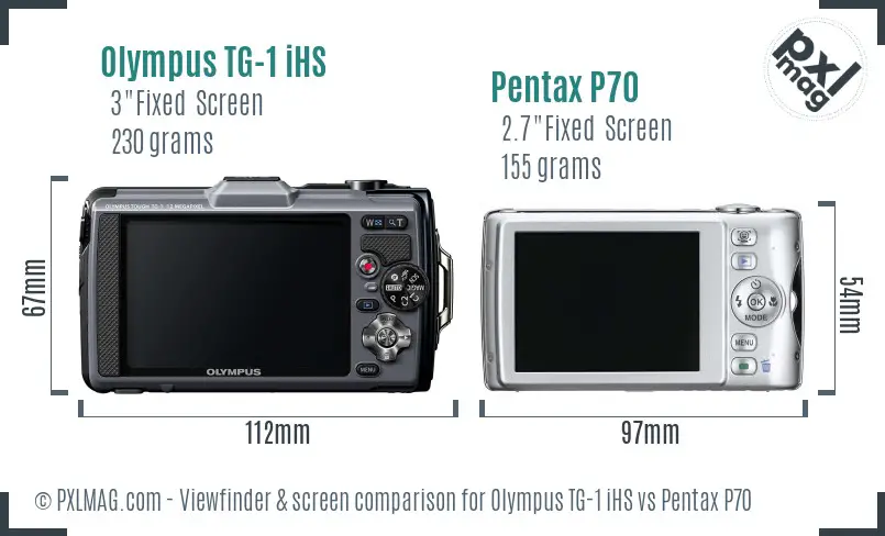 Olympus TG-1 iHS vs Pentax P70 Screen and Viewfinder comparison