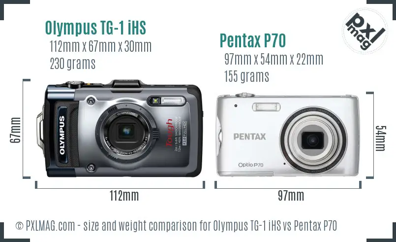 Olympus TG-1 iHS vs Pentax P70 size comparison