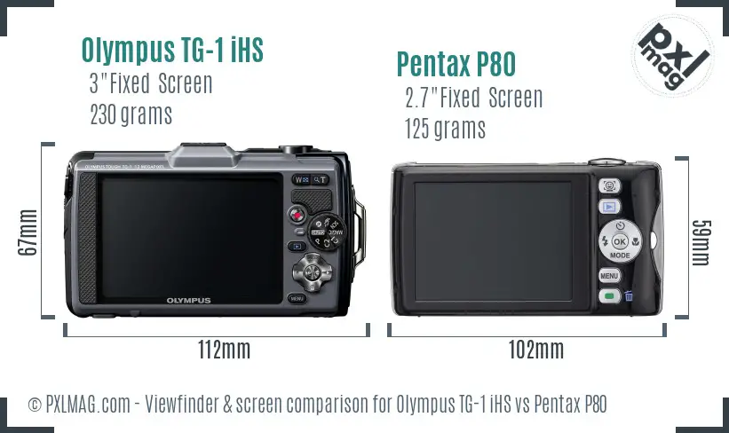 Olympus TG-1 iHS vs Pentax P80 Screen and Viewfinder comparison