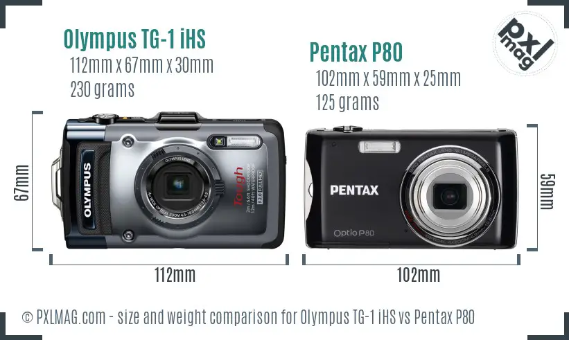 Olympus TG-1 iHS vs Pentax P80 size comparison