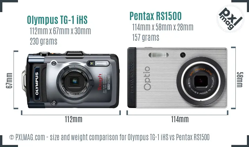 Olympus TG-1 iHS vs Pentax RS1500 size comparison