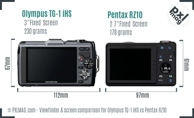 Olympus TG-1 iHS vs Pentax RZ10 Screen and Viewfinder comparison