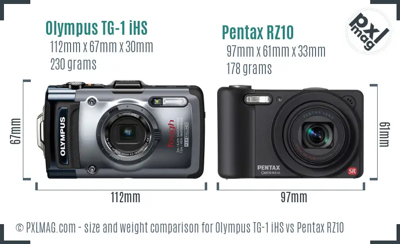 Olympus TG-1 iHS vs Pentax RZ10 size comparison