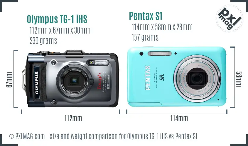 Olympus TG-1 iHS vs Pentax S1 size comparison