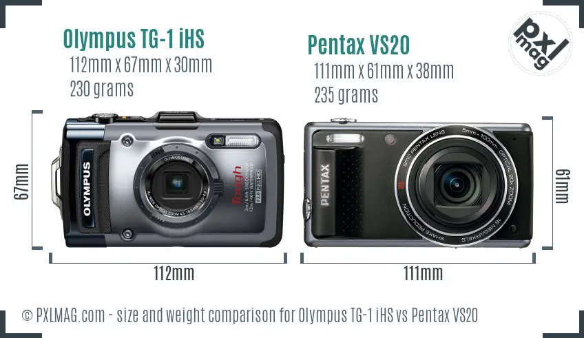 Olympus TG-1 iHS vs Pentax VS20 size comparison