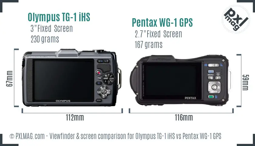 Olympus TG-1 iHS vs Pentax WG-1 GPS Screen and Viewfinder comparison