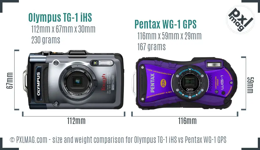 Olympus TG-1 iHS vs Pentax WG-1 GPS size comparison