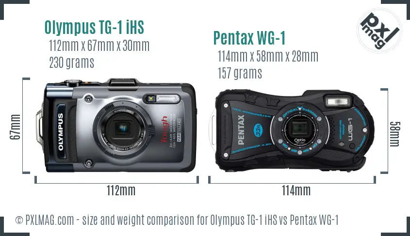 Olympus TG-1 iHS vs Pentax WG-1 size comparison