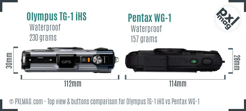 Olympus TG-1 iHS vs Pentax WG-1 top view buttons comparison