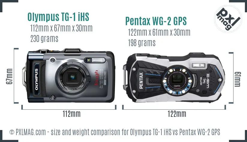 Olympus TG-1 iHS vs Pentax WG-2 GPS size comparison