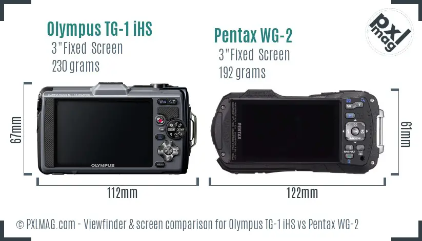 Olympus TG-1 iHS vs Pentax WG-2 Screen and Viewfinder comparison