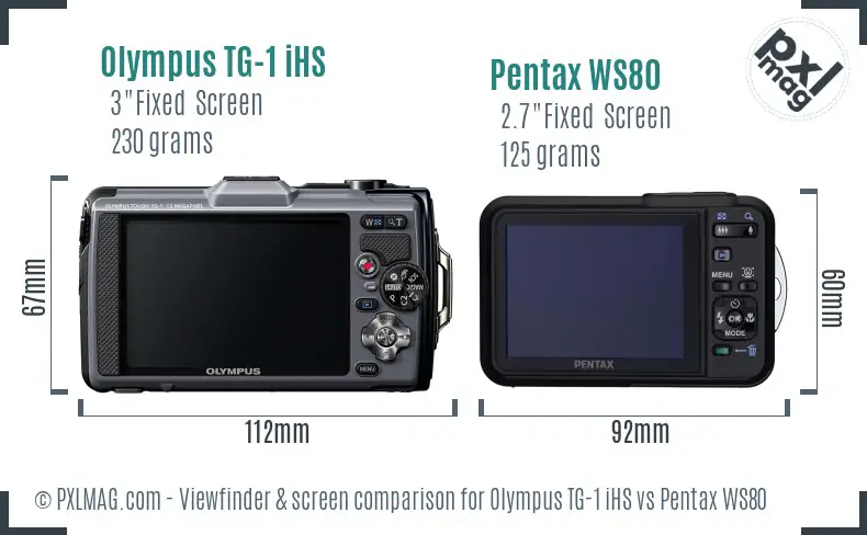 Olympus TG-1 iHS vs Pentax WS80 Screen and Viewfinder comparison