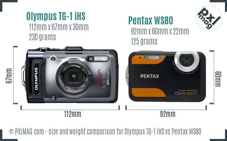 Olympus TG-1 iHS vs Pentax WS80 size comparison