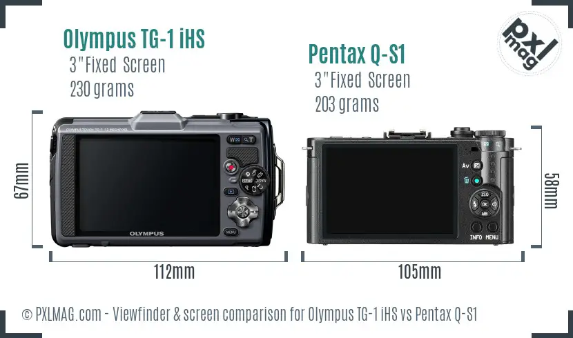 Olympus TG-1 iHS vs Pentax Q-S1 Screen and Viewfinder comparison