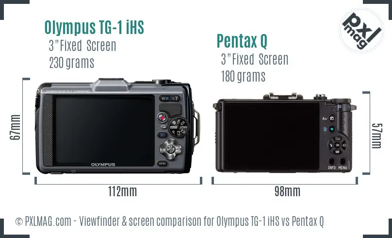 Olympus TG-1 iHS vs Pentax Q Screen and Viewfinder comparison Olympus TG-1 iHS vs Pentax Q Screen and Viewfinder comparison